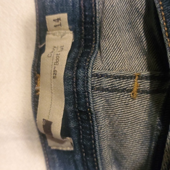 Levi’s 529 curvy boot cut UPCYCLED Flared Rainbow Insert Sz. 14S X 29 Blue Jeans - Picture 2 of 15